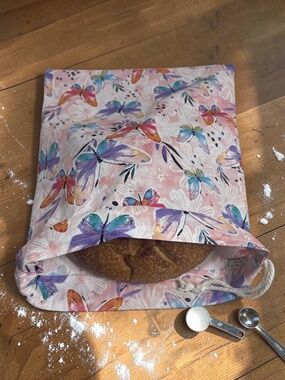 Colorful Butterfly Organic Cotton Bread Bag, Reusable Sourdough Bread Bag